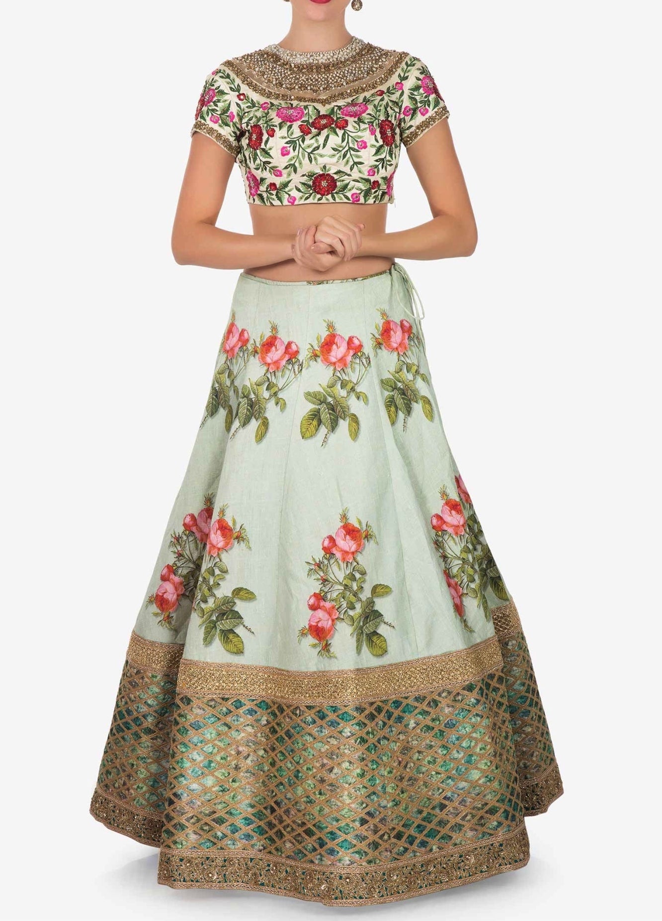 Mint blue lehenga in raw silk - Indian Clothing in Denver, CO, Aurora, CO, Boulder, CO, Fort Collins, CO, Colorado Springs, CO, Parker, CO, Highlands Ranch, CO, Cherry Creek, CO, Centennial, CO, and Longmont, CO. Nationwide shipping USA - India Fashion X