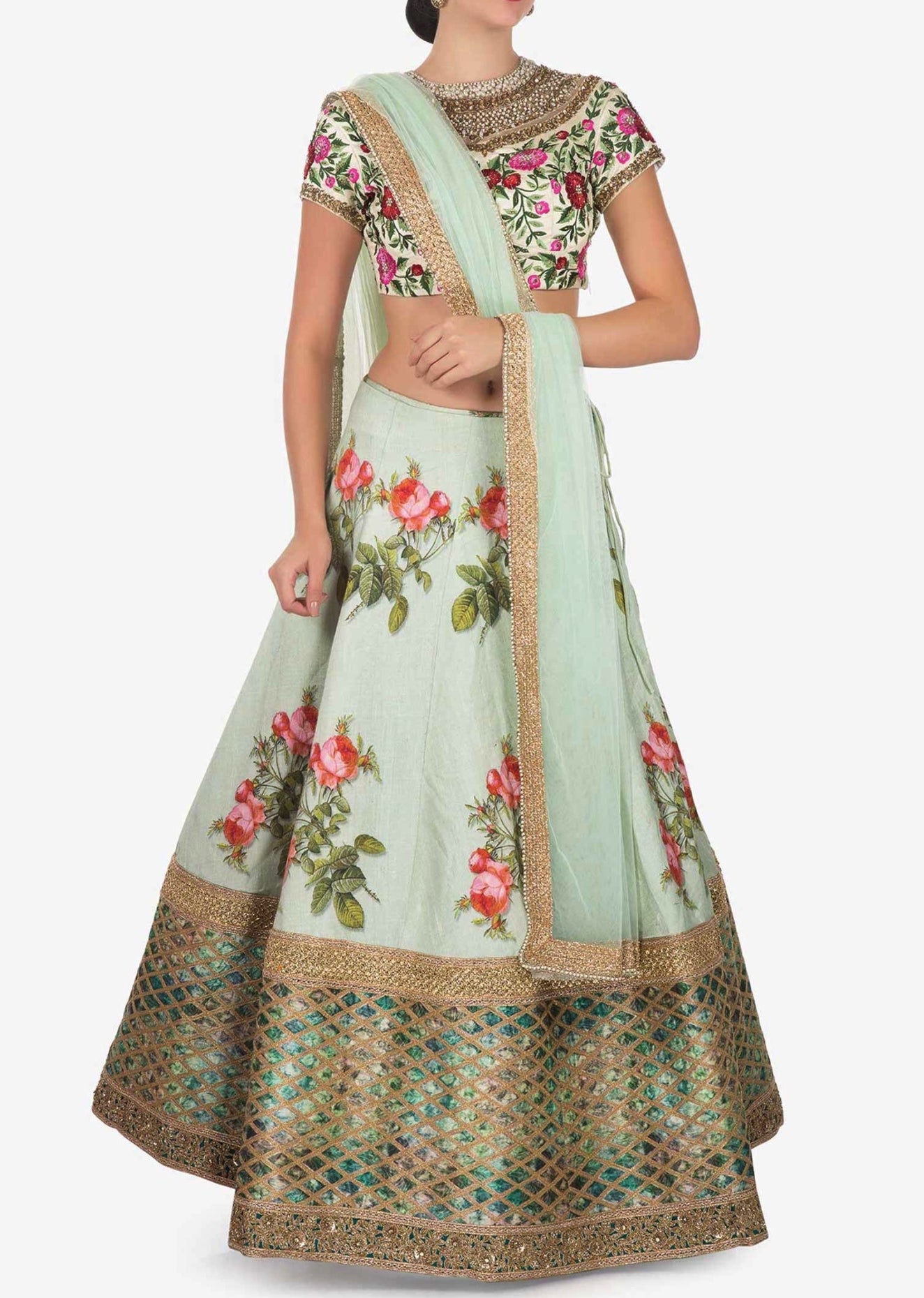 Mint blue lehenga in raw silk - Indian Clothing in Denver, CO, Aurora, CO, Boulder, CO, Fort Collins, CO, Colorado Springs, CO, Parker, CO, Highlands Ranch, CO, Cherry Creek, CO, Centennial, CO, and Longmont, CO. Nationwide shipping USA - India Fashion X
