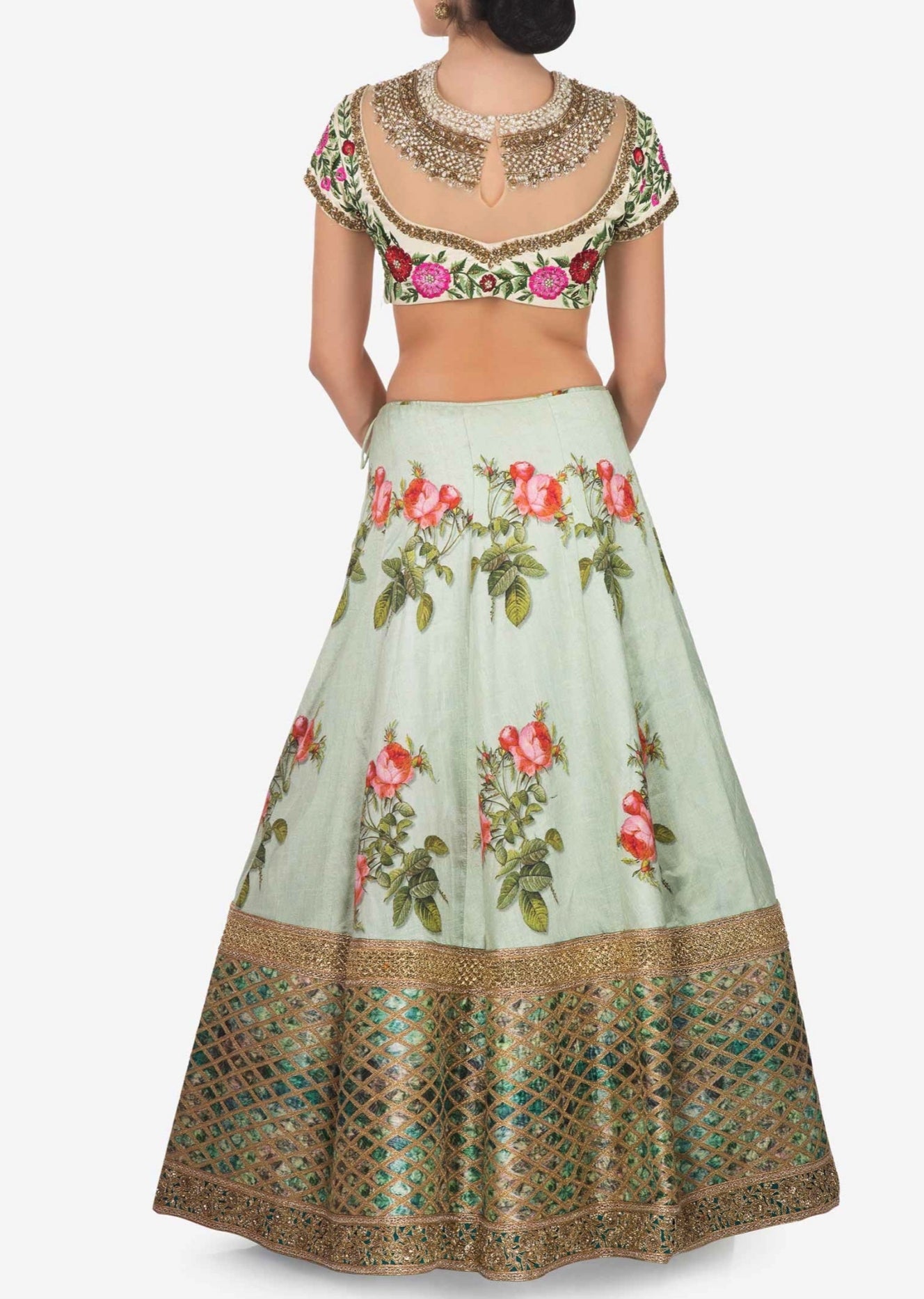 Mint blue lehenga in raw silk - Indian Clothing in Denver, CO, Aurora, CO, Boulder, CO, Fort Collins, CO, Colorado Springs, CO, Parker, CO, Highlands Ranch, CO, Cherry Creek, CO, Centennial, CO, and Longmont, CO. Nationwide shipping USA - India Fashion X