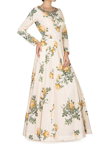 Vanilla cream anarkali gown - Indian Clothing in Denver, CO, Aurora, CO, Boulder, CO, Fort Collins, CO, Colorado Springs, CO, Parker, CO, Highlands Ranch, CO, Cherry Creek, CO, Centennial, CO, and Longmont, CO. Nationwide shipping USA - India Fashion X