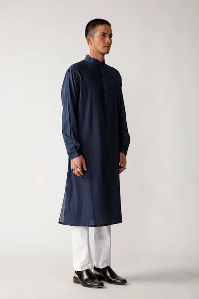 Navy Pintucked Kurta Set Indian Clothing in Denver, CO, Aurora, CO, Boulder, CO, Fort Collins, CO, Colorado Springs, CO, Parker, CO, Highlands Ranch, CO, Cherry Creek, CO, Centennial, CO, and Longmont, CO. NATIONWIDE SHIPPING USA- India Fashion X