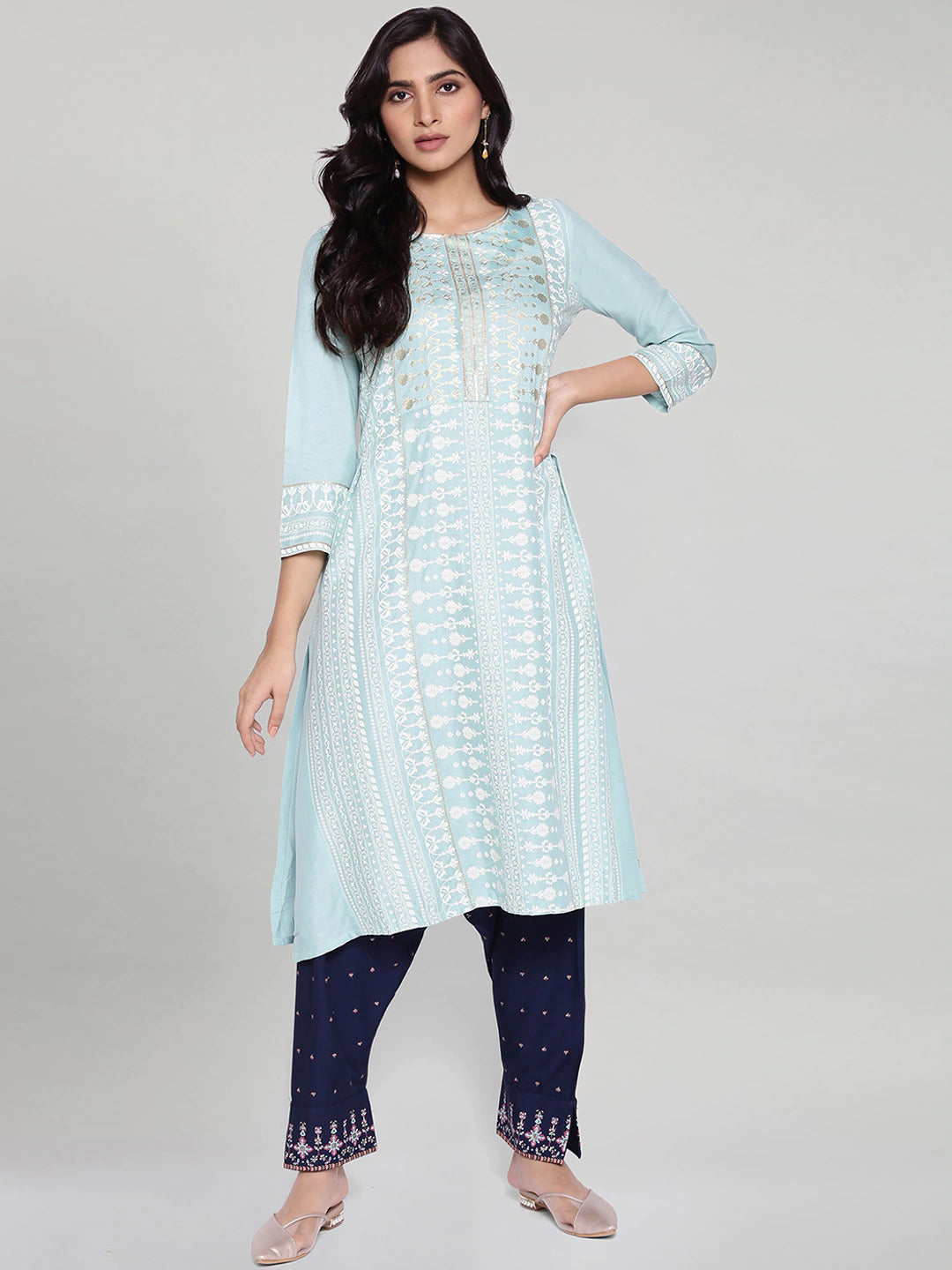 Navy Blue Print Salwar Indian Clothing in Denver, CO, Aurora, CO, Boulder, CO, Fort Collins, CO, Colorado Springs, CO, Parker, CO, Highlands Ranch, CO, Cherry Creek, CO, Centennial, CO, and Longmont, CO. NATIONWIDE SHIPPING USA- India Fashion X