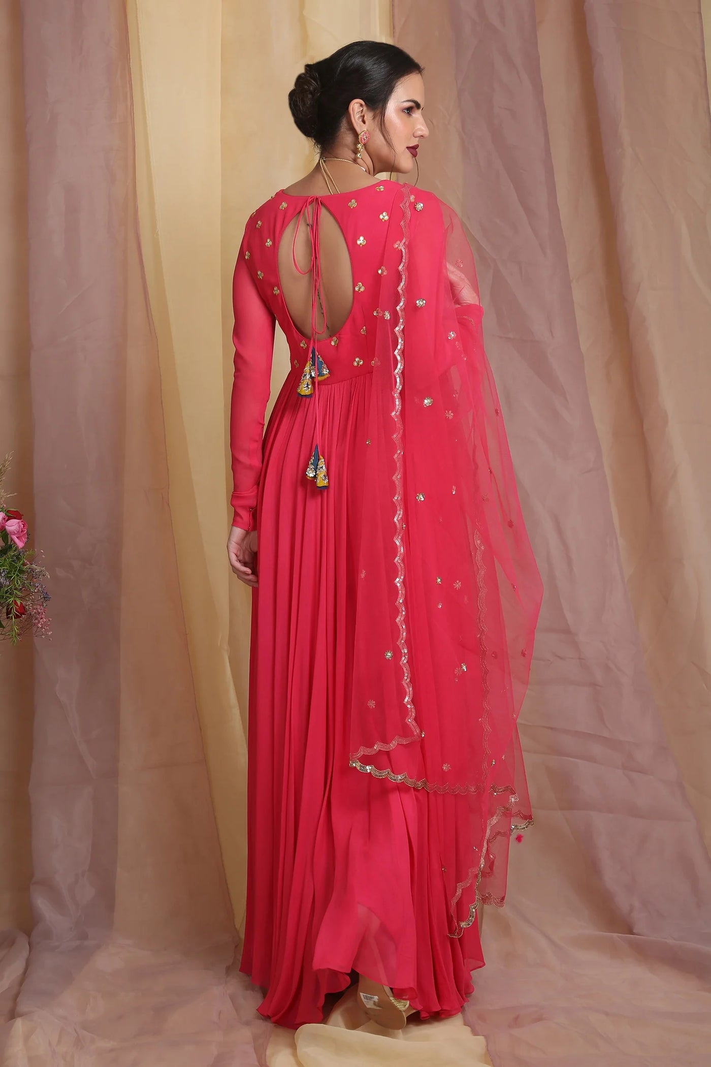 Cherry Red Embroidered Anarkali Indian Clothing in Denver, CO, Aurora, CO, Boulder, CO, Fort Collins, CO, Colorado Springs, CO, Parker, CO, Highlands Ranch, CO, Cherry Creek, CO, Centennial, CO, and Longmont, CO. NATIONWIDE SHIPPING USA- India Fashion X
