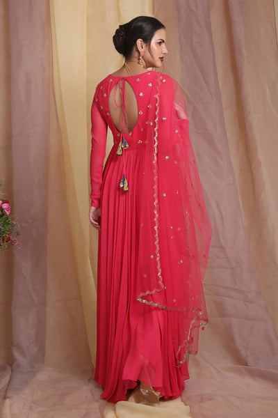 Cherry Red Embroidered Anarkali Indian Clothing in Denver, CO, Aurora, CO, Boulder, CO, Fort Collins, CO, Colorado Springs, CO, Parker, CO, Highlands Ranch, CO, Cherry Creek, CO, Centennial, CO, and Longmont, CO. NATIONWIDE SHIPPING USA- India Fashion X