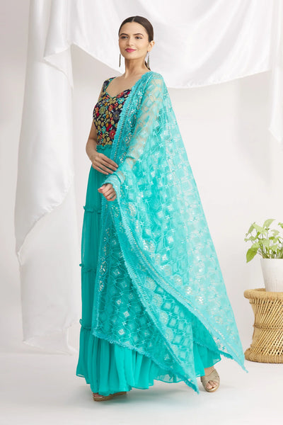 Blue Floral Blouse Anarkali Indian Clothing in Denver, CO, Aurora, CO, Boulder, CO, Fort Collins, CO, Colorado Springs, CO, Parker, CO, Highlands Ranch, CO, Cherry Creek, CO, Centennial, CO, and Longmont, CO. NATIONWIDE SHIPPING USA- India Fashion X