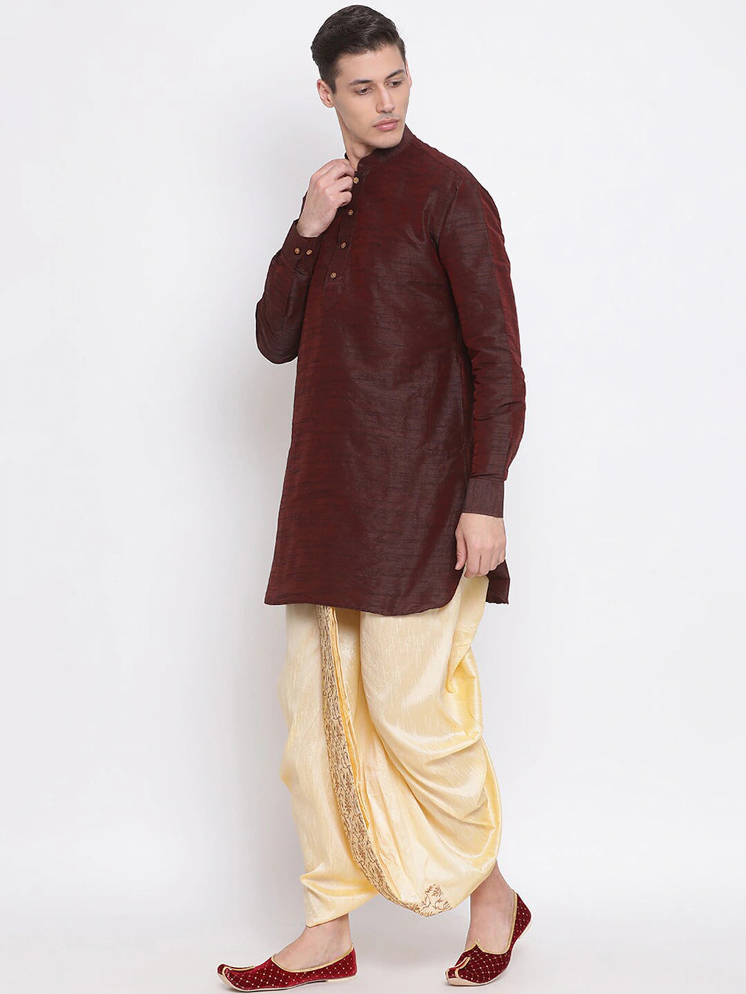 Gold Embroidered Silk Dhoti Indian Clothing in Denver, CO, Aurora, CO, Boulder, CO, Fort Collins, CO, Colorado Springs, CO, Parker, CO, Highlands Ranch, CO, Cherry Creek, CO, Centennial, CO, and Longmont, CO. NATIONWIDE SHIPPING USA- India Fashion X