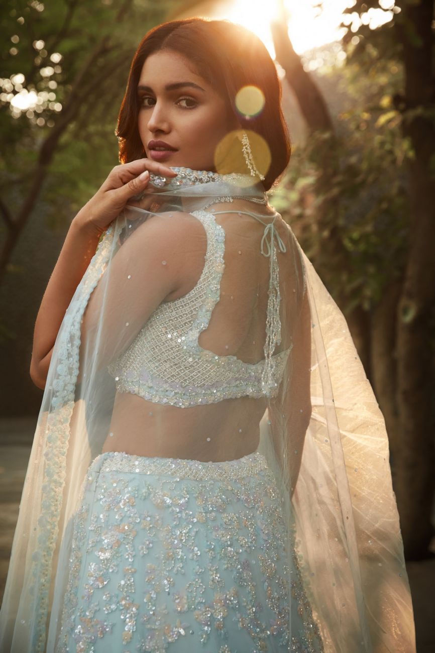 Sky Blue Lehenga Set - Indian Clothing in Denver, CO, Aurora, CO, Boulder, CO, Fort Collins, CO, Colorado Springs, CO, Parker, CO, Highlands Ranch, CO, Cherry Creek, CO, Centennial, CO, and Longmont, CO. Nationwide shipping USA - India Fashion X