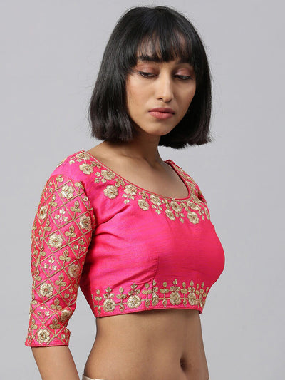Pink Silk Saree Blouse Indian Clothing in Denver, CO, Aurora, CO, Boulder, CO, Fort Collins, CO, Colorado Springs, CO, Parker, CO, Highlands Ranch, CO, Cherry Creek, CO, Centennial, CO, and Longmont, CO. NATIONWIDE SHIPPING USA- India Fashion X