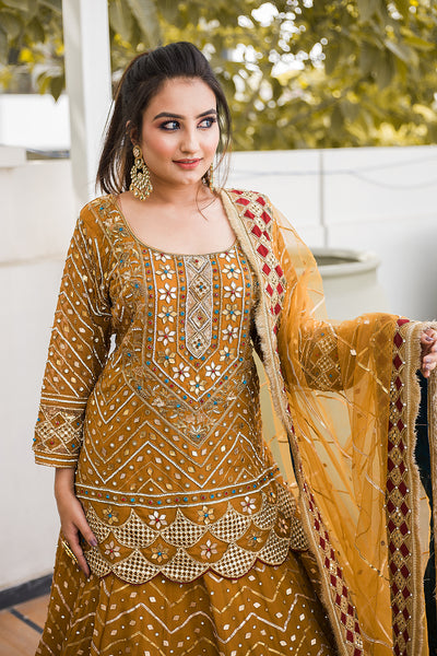 Mustard Yellow Ethnic Jeweled Skirt Set Indian Clothing in Denver, CO, Aurora, CO, Boulder, CO, Fort Collins, CO, Colorado Springs, CO, Parker, CO, Highlands Ranch, CO, Cherry Creek, CO, Centennial, CO, and Longmont, CO. NATIONWIDE SHIPPING USA- India Fashion X