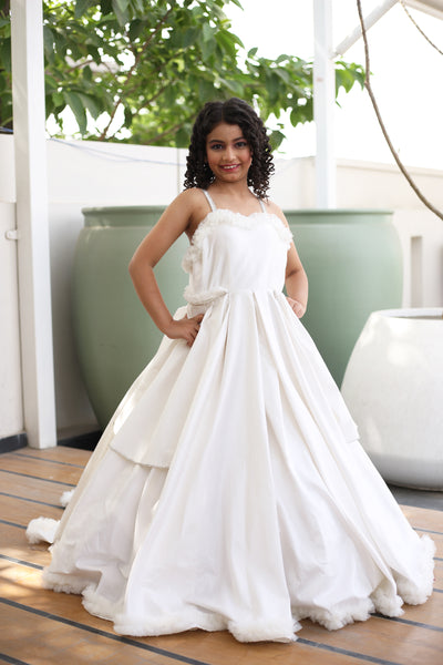 Girls' White Anarkali Gown- Small Indian Clothing in Denver, CO, Aurora, CO, Boulder, CO, Fort Collins, CO, Colorado Springs, CO, Parker, CO, Highlands Ranch, CO, Cherry Creek, CO, Centennial, CO, and Longmont, CO. NATIONWIDE SHIPPING USA- India Fashion X