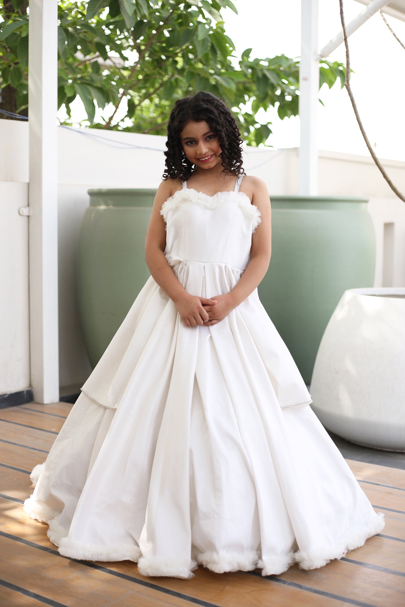 Girls' White Anarkali Gown- Small Indian Clothing in Denver, CO, Aurora, CO, Boulder, CO, Fort Collins, CO, Colorado Springs, CO, Parker, CO, Highlands Ranch, CO, Cherry Creek, CO, Centennial, CO, and Longmont, CO. NATIONWIDE SHIPPING USA- India Fashion X