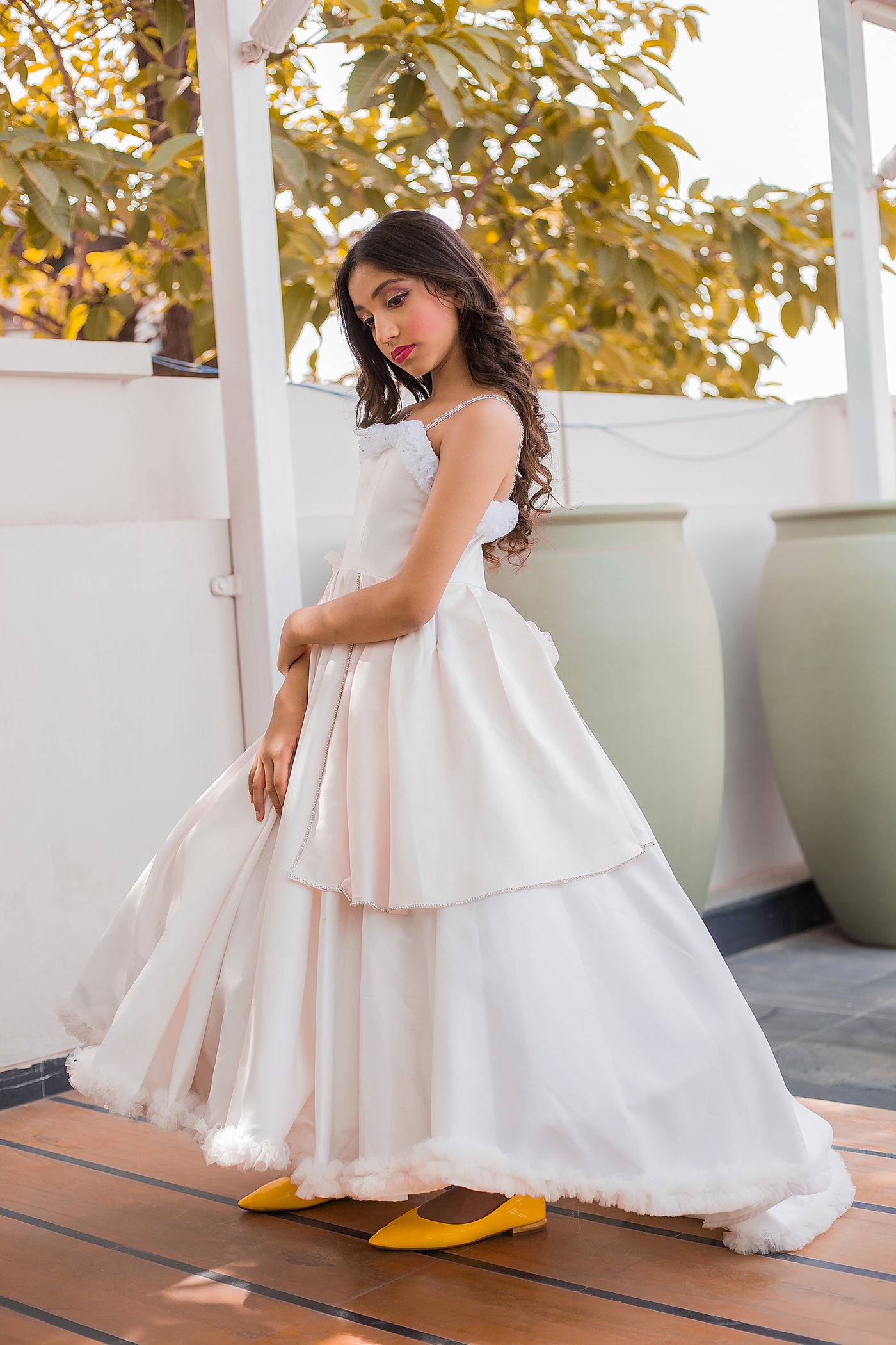 Girls' White Anarkali Gown Indian Clothing in Denver, CO, Aurora, CO, Boulder, CO, Fort Collins, CO, Colorado Springs, CO, Parker, CO, Highlands Ranch, CO, Cherry Creek, CO, Centennial, CO, and Longmont, CO. NATIONWIDE SHIPPING USA- India Fashion X