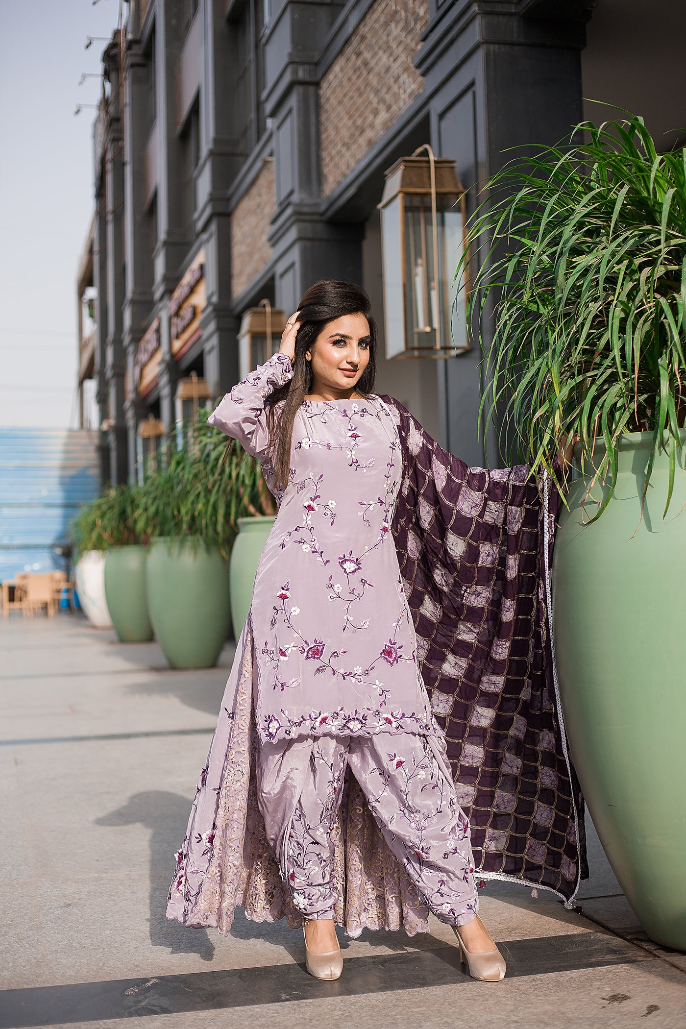 Violet Embroidered Patiala Suit Indian Clothing in Denver, CO, Aurora, CO, Boulder, CO, Fort Collins, CO, Colorado Springs, CO, Parker, CO, Highlands Ranch, CO, Cherry Creek, CO, Centennial, CO, and Longmont, CO. NATIONWIDE SHIPPING USA- India Fashion X