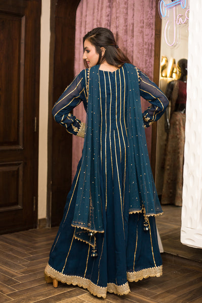 Dark Teal Embroidered Anarkali Indian Clothing in Denver, CO, Aurora, CO, Boulder, CO, Fort Collins, CO, Colorado Springs, CO, Parker, CO, Highlands Ranch, CO, Cherry Creek, CO, Centennial, CO, and Longmont, CO. NATIONWIDE SHIPPING USA- India Fashion X