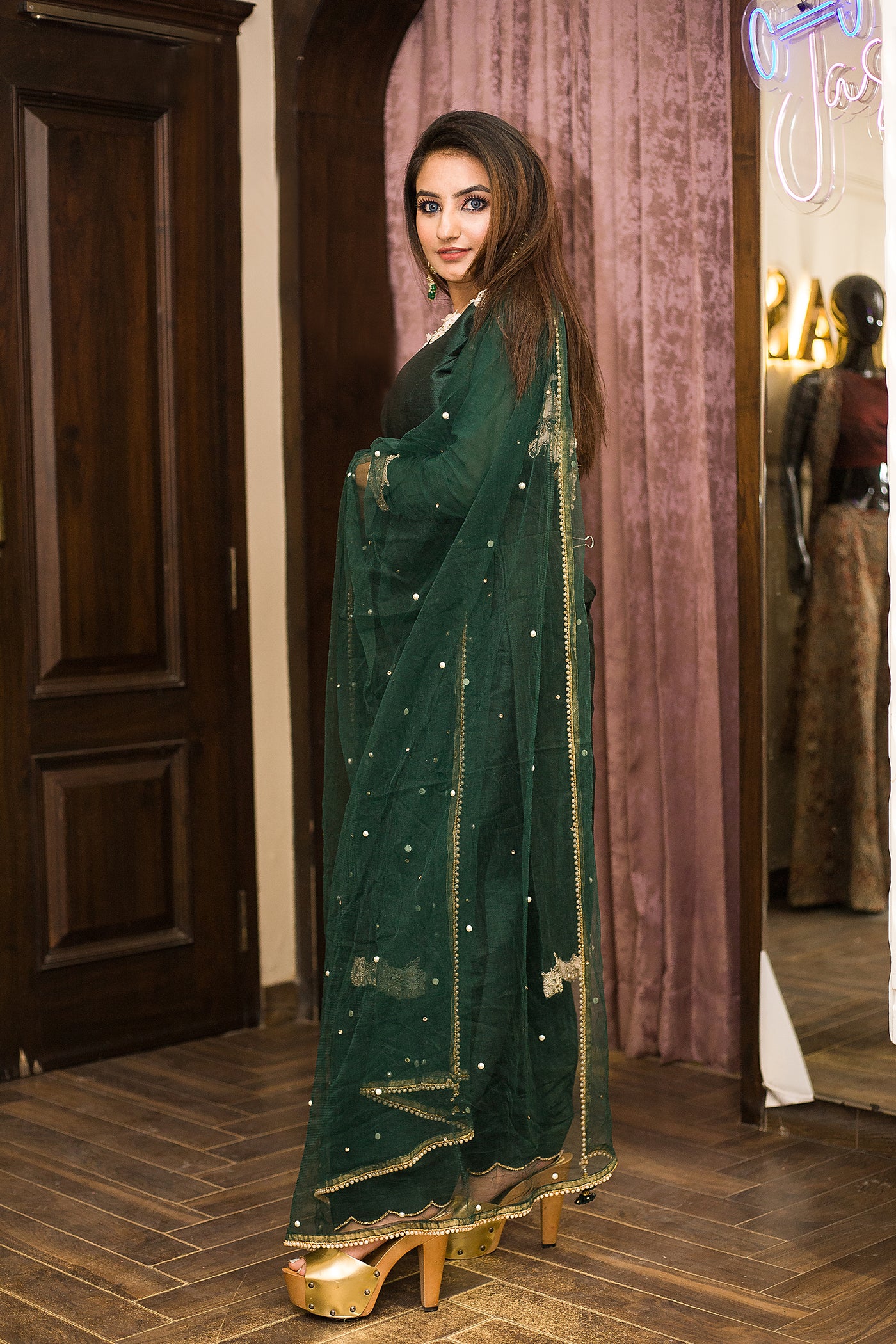 Forest Green Embroidered Salwar Suit Indian Clothing in Denver, CO, Aurora, CO, Boulder, CO, Fort Collins, CO, Colorado Springs, CO, Parker, CO, Highlands Ranch, CO, Cherry Creek, CO, Centennial, CO, and Longmont, CO. NATIONWIDE SHIPPING USA- India Fashion X