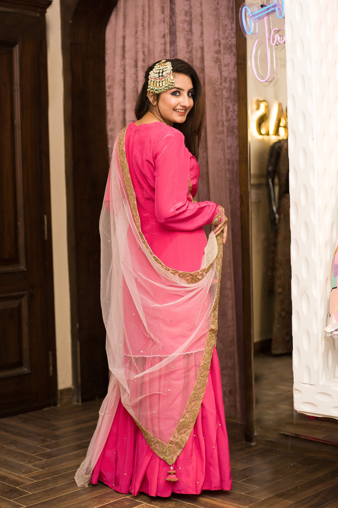 Pink Embroidered Lined Sharara Set Indian Clothing in Denver, CO, Aurora, CO, Boulder, CO, Fort Collins, CO, Colorado Springs, CO, Parker, CO, Highlands Ranch, CO, Cherry Creek, CO, Centennial, CO, and Longmont, CO. NATIONWIDE SHIPPING USA- India Fashion X