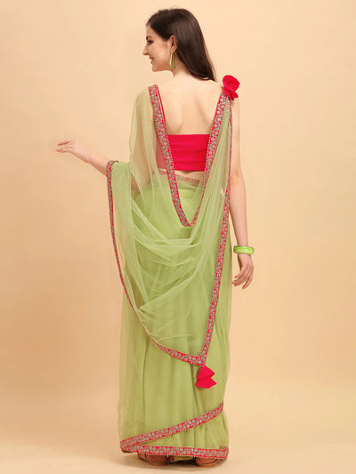 Green & Red Net Saree Indian Clothing in Denver, CO, Aurora, CO, Boulder, CO, Fort Collins, CO, Colorado Springs, CO, Parker, CO, Highlands Ranch, CO, Cherry Creek, CO, Centennial, CO, and Longmont, CO. NATIONWIDE SHIPPING USA- India Fashion X