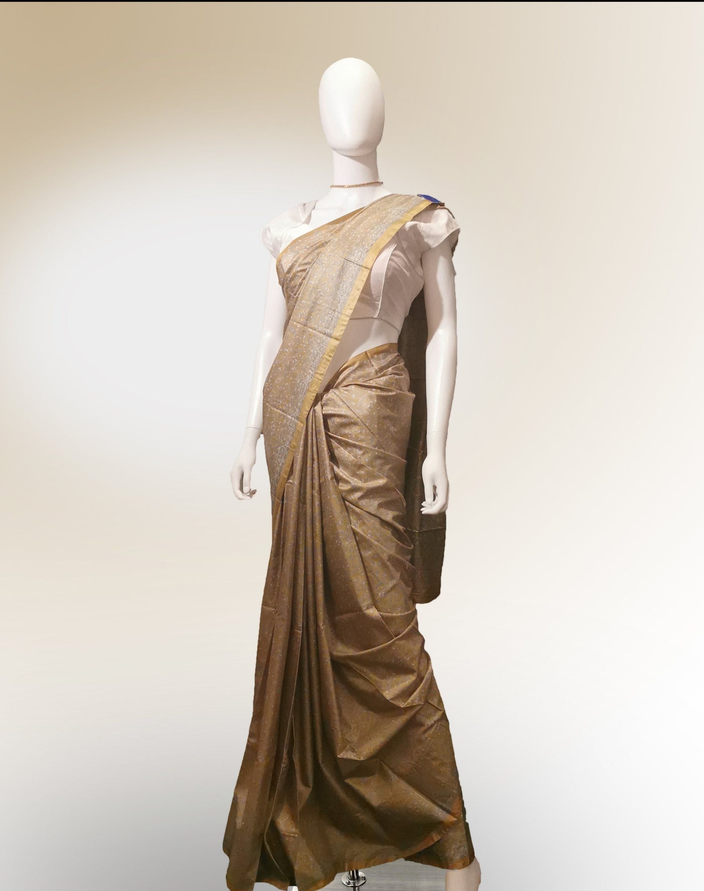 Saree in Yellow, Bronze and Gold in Traditional Print Indian Clothing in Denver, CO, Aurora, CO, Boulder, CO, Fort Collins, CO, Colorado Springs, CO, Parker, CO, Highlands Ranch, CO, Cherry Creek, CO, Centennial, CO, and Longmont, CO. NATIONWIDE SHIPPING USA- India Fashion X