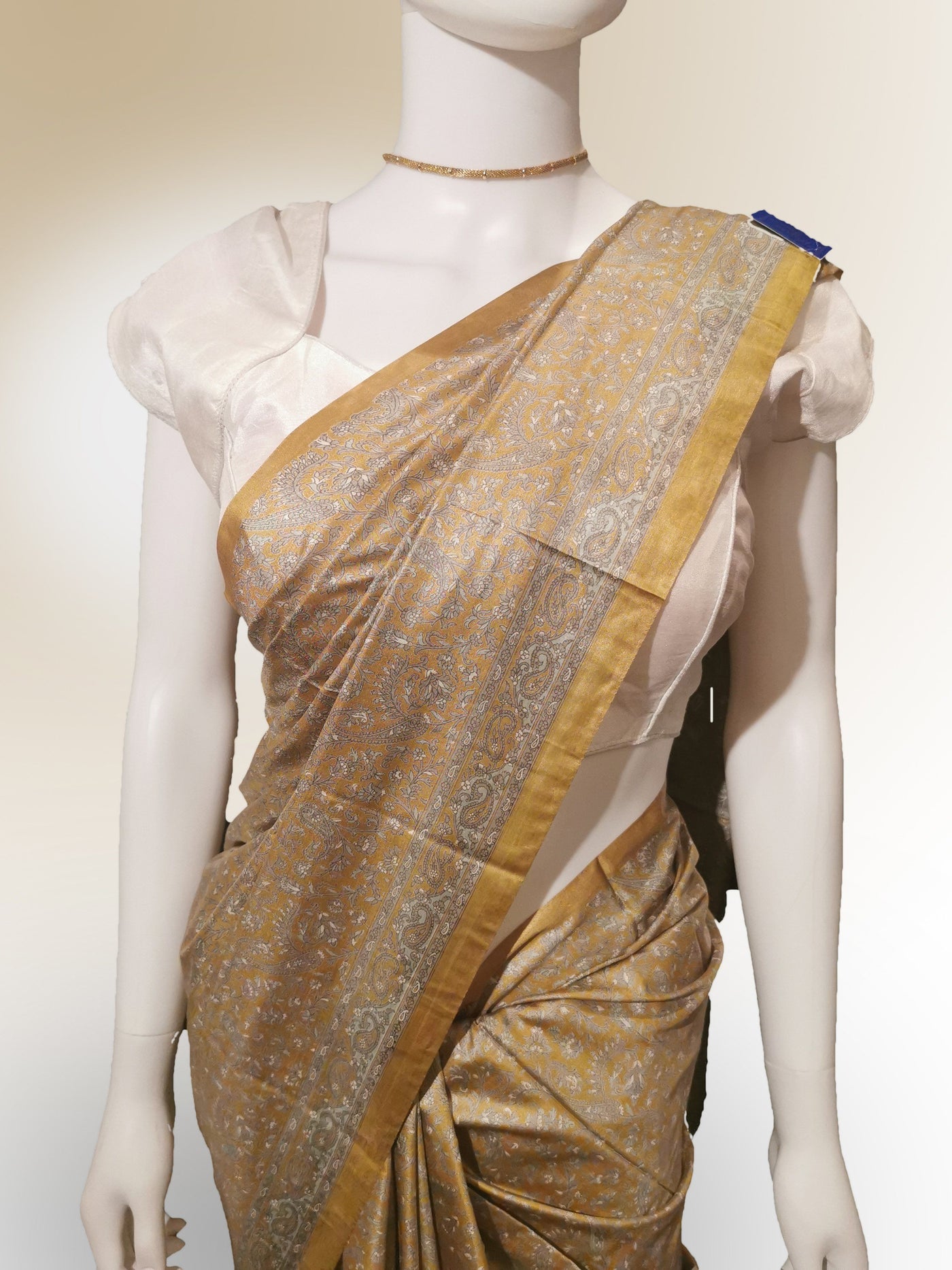Saree in Yellow, Bronze and Gold in Traditional Print Indian Clothing in Denver, CO, Aurora, CO, Boulder, CO, Fort Collins, CO, Colorado Springs, CO, Parker, CO, Highlands Ranch, CO, Cherry Creek, CO, Centennial, CO, and Longmont, CO. NATIONWIDE SHIPPING USA- India Fashion X