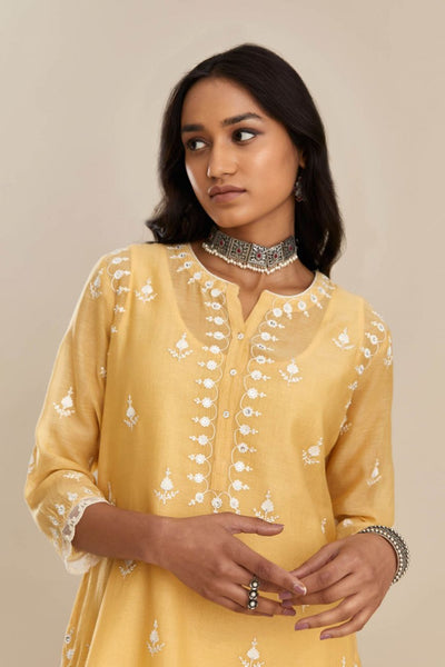Yellow Short Kalidar Kurta Set - Indian Clothing in Denver, CO, Aurora, CO, Boulder, CO, Fort Collins, CO, Colorado Springs, CO, Parker, CO, Highlands Ranch, CO, Cherry Creek, CO, Centennial, CO, and Longmont, CO. Nationwide shipping USA - India Fashion X