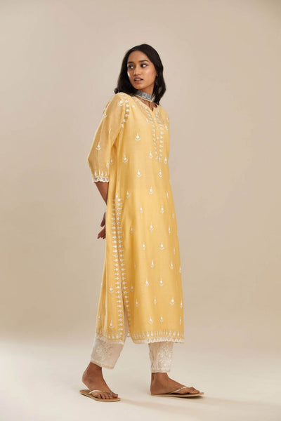 Yellow Short Kalidar Kurta Set - Indian Clothing in Denver, CO, Aurora, CO, Boulder, CO, Fort Collins, CO, Colorado Springs, CO, Parker, CO, Highlands Ranch, CO, Cherry Creek, CO, Centennial, CO, and Longmont, CO. Nationwide shipping USA - India Fashion X