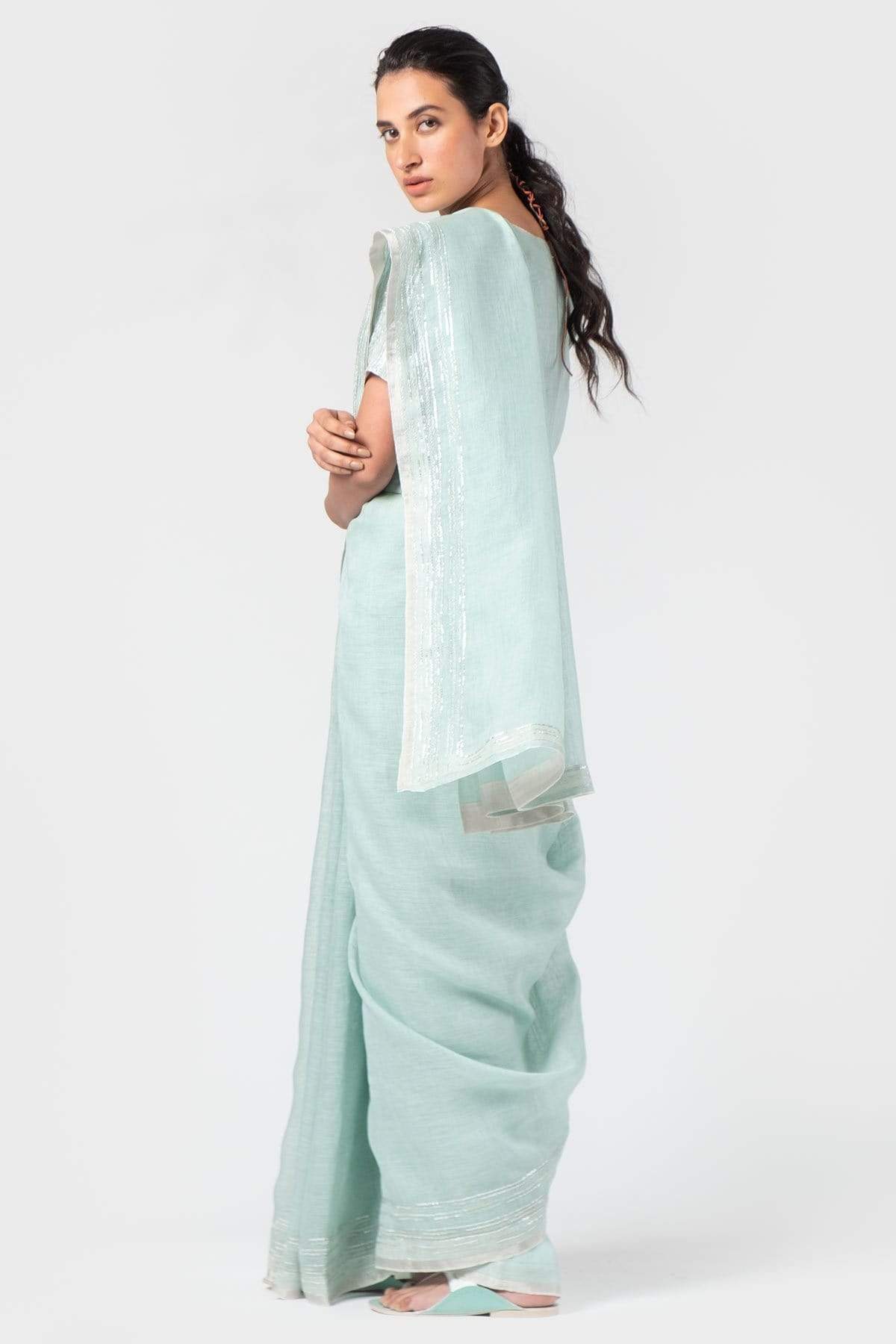 Powder Blue Linen Saree Indian Clothing in Denver, CO, Aurora, CO, Boulder, CO, Fort Collins, CO, Colorado Springs, CO, Parker, CO, Highlands Ranch, CO, Cherry Creek, CO, Centennial, CO, and Longmont, CO. NATIONWIDE SHIPPING USA- India Fashion X