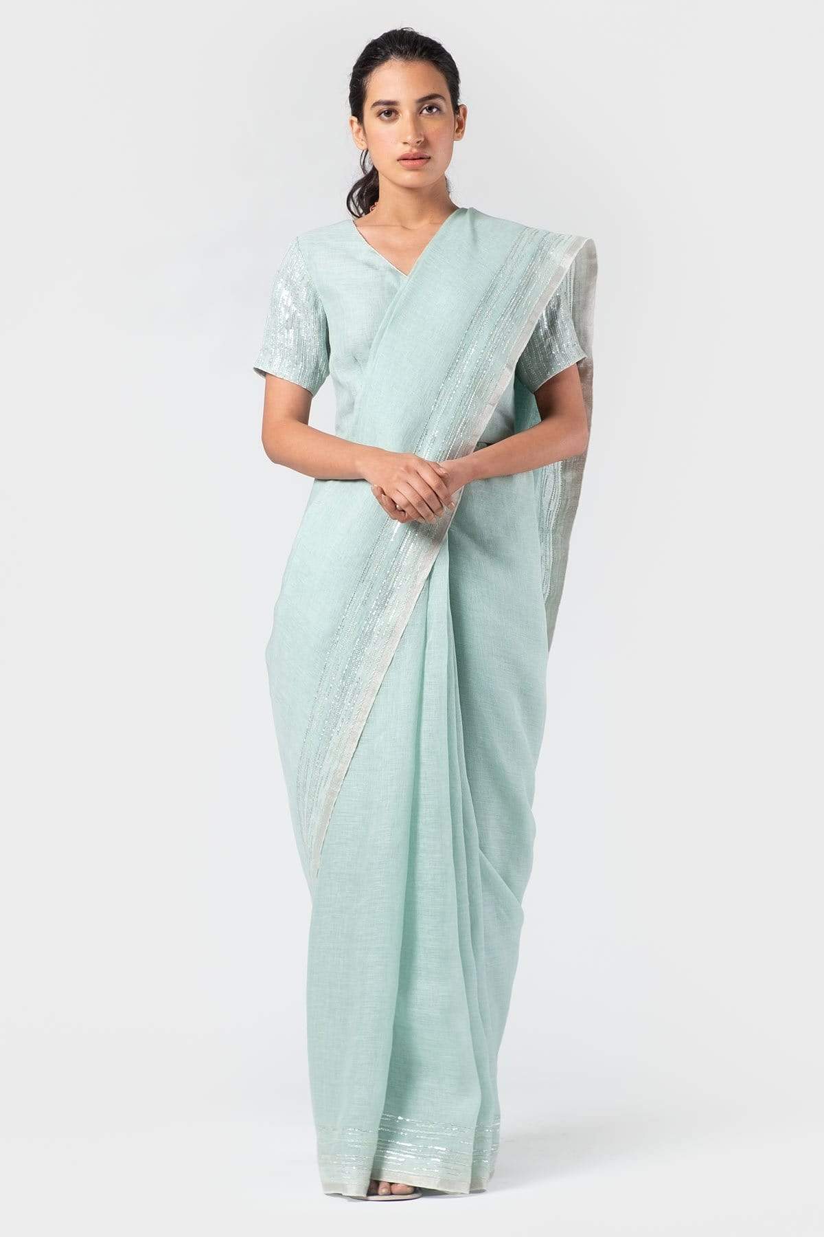 Powder Blue Linen Saree Indian Clothing in Denver, CO, Aurora, CO, Boulder, CO, Fort Collins, CO, Colorado Springs, CO, Parker, CO, Highlands Ranch, CO, Cherry Creek, CO, Centennial, CO, and Longmont, CO. NATIONWIDE SHIPPING USA- India Fashion X