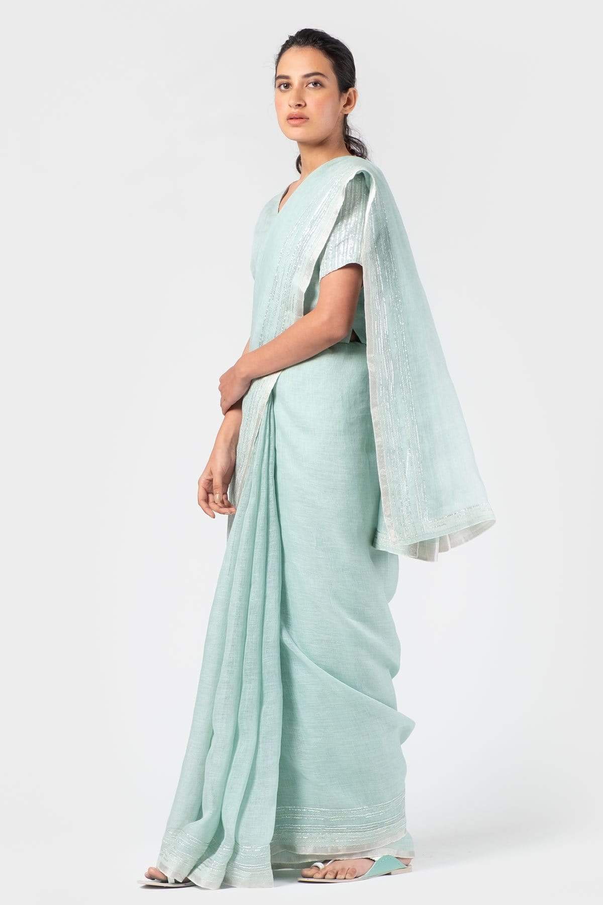 Powder Blue Linen Saree Indian Clothing in Denver, CO, Aurora, CO, Boulder, CO, Fort Collins, CO, Colorado Springs, CO, Parker, CO, Highlands Ranch, CO, Cherry Creek, CO, Centennial, CO, and Longmont, CO. NATIONWIDE SHIPPING USA- India Fashion X