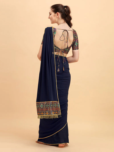 Solid Blue Festive Saree Indian Clothing in Denver, CO, Aurora, CO, Boulder, CO, Fort Collins, CO, Colorado Springs, CO, Parker, CO, Highlands Ranch, CO, Cherry Creek, CO, Centennial, CO, and Longmont, CO. NATIONWIDE SHIPPING USA- India Fashion X