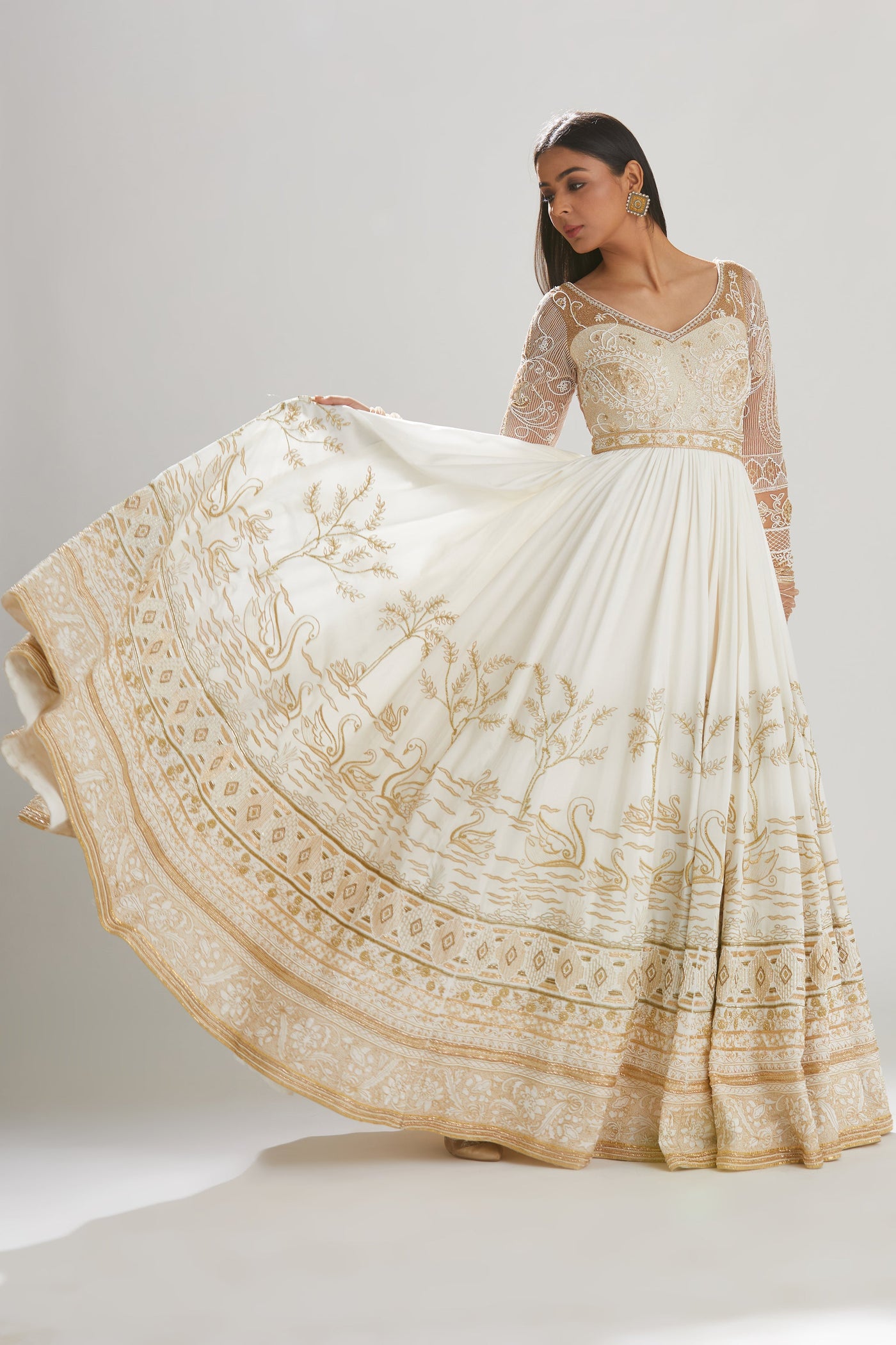 Hans Anarkali With Dupatta - Indian Clothing in Denver, CO, Aurora, CO, Boulder, CO, Fort Collins, CO, Colorado Springs, CO, Parker, CO, Highlands Ranch, CO, Cherry Creek, CO, Centennial, CO, and Longmont, CO. Nationwide shipping USA - India Fashion X
