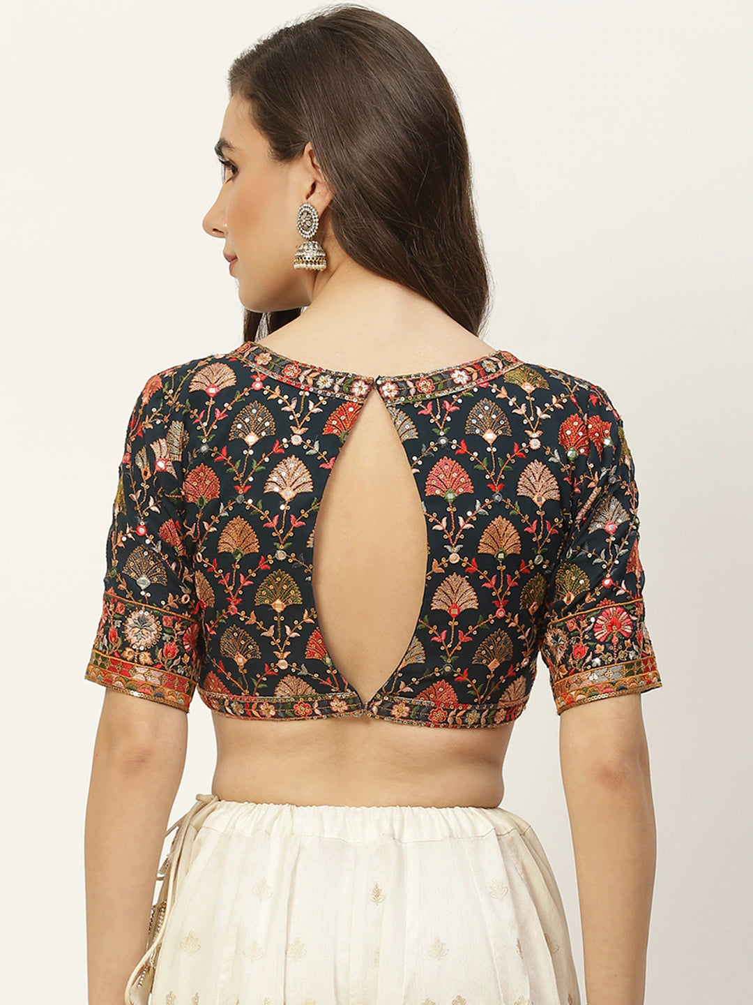 Multicolored Padded Blouse Indian Clothing in Denver, CO, Aurora, CO, Boulder, CO, Fort Collins, CO, Colorado Springs, CO, Parker, CO, Highlands Ranch, CO, Cherry Creek, CO, Centennial, CO, and Longmont, CO. NATIONWIDE SHIPPING USA- India Fashion X
