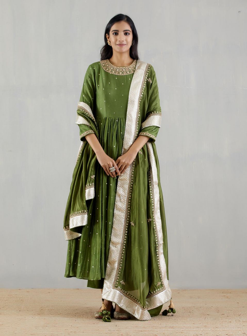 Green Embroidered Anarkali Set Indian Clothing in Denver, CO, Aurora, CO, Boulder, CO, Fort Collins, CO, Colorado Springs, CO, Parker, CO, Highlands Ranch, CO, Cherry Creek, CO, Centennial, CO, and Longmont, CO. NATIONWIDE SHIPPING USA- India Fashion X