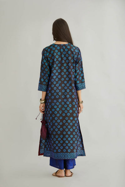 Blue Printed Silk Kurta Set - Indian Clothing in Denver, CO, Aurora, CO, Boulder, CO, Fort Collins, CO, Colorado Springs, CO, Parker, CO, Highlands Ranch, CO, Cherry Creek, CO, Centennial, CO, and Longmont, CO. Nationwide shipping USA - India Fashion X