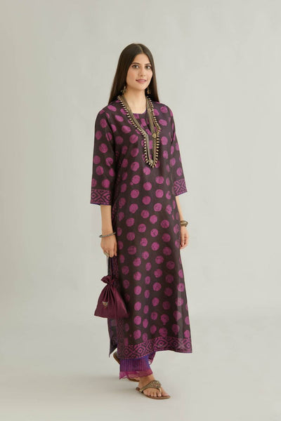 Purple Printed Silk Kurta Set - Indian Clothing in Denver, CO, Aurora, CO, Boulder, CO, Fort Collins, CO, Colorado Springs, CO, Parker, CO, Highlands Ranch, CO, Cherry Creek, CO, Centennial, CO, and Longmont, CO. Nationwide shipping USA - India Fashion X