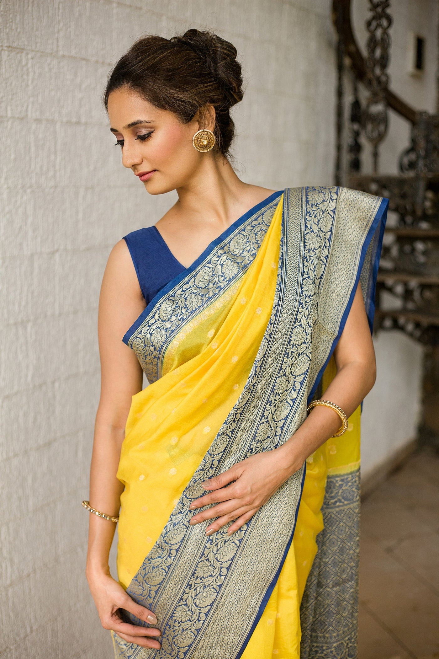 Yellow Self Woven Saree Indian Clothing in Denver, CO, Aurora, CO, Boulder, CO, Fort Collins, CO, Colorado Springs, CO, Parker, CO, Highlands Ranch, CO, Cherry Creek, CO, Centennial, CO, and Longmont, CO. NATIONWIDE SHIPPING USA- India Fashion X