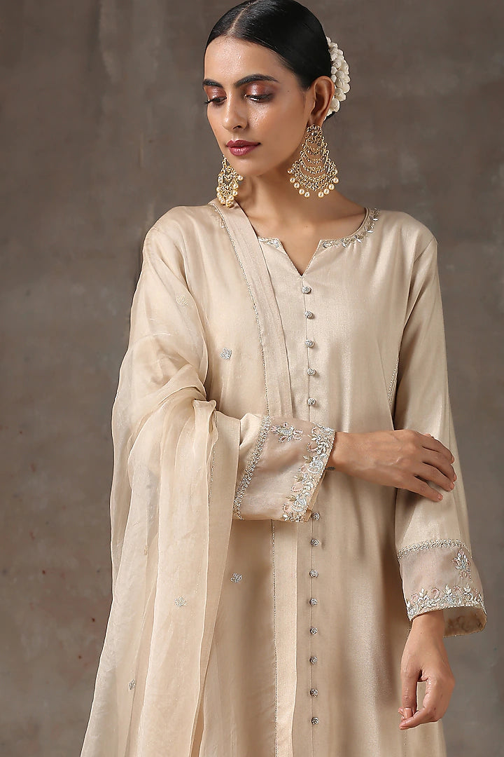 Fawn Embroidered Suit Set - Indian Clothing in Denver, CO, Aurora, CO, Boulder, CO, Fort Collins, CO, Colorado Springs, CO, Parker, CO, Highlands Ranch, CO, Cherry Creek, CO, Centennial, CO, and Longmont, CO. Nationwide shipping USA - India Fashion X