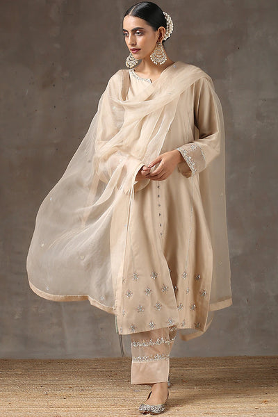 Fawn Embroidered Suit Set - Indian Clothing in Denver, CO, Aurora, CO, Boulder, CO, Fort Collins, CO, Colorado Springs, CO, Parker, CO, Highlands Ranch, CO, Cherry Creek, CO, Centennial, CO, and Longmont, CO. Nationwide shipping USA - India Fashion X