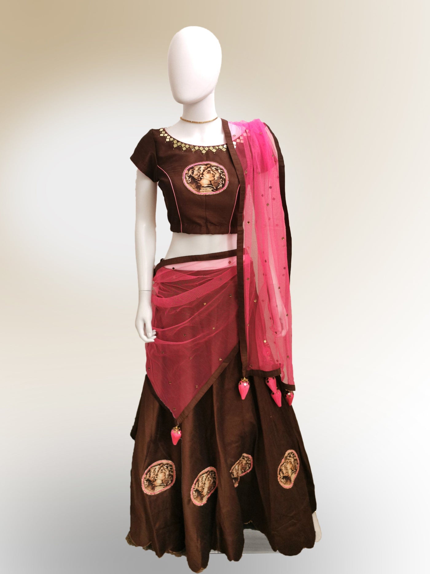 Lehenga in Mocha Brown - Indian Clothing in Denver, CO, Aurora, CO, Boulder, CO, Fort Collins, CO, Colorado Springs, CO, Parker, CO, Highlands Ranch, CO, Cherry Creek, CO, Centennial, CO, and Longmont, CO. Nationwide shipping USA - India Fashion X
