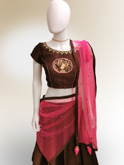 Lehenga in Mocha Brown - Indian Clothing in Denver, CO, Aurora, CO, Boulder, CO, Fort Collins, CO, Colorado Springs, CO, Parker, CO, Highlands Ranch, CO, Cherry Creek, CO, Centennial, CO, and Longmont, CO. Nationwide shipping USA - India Fashion X