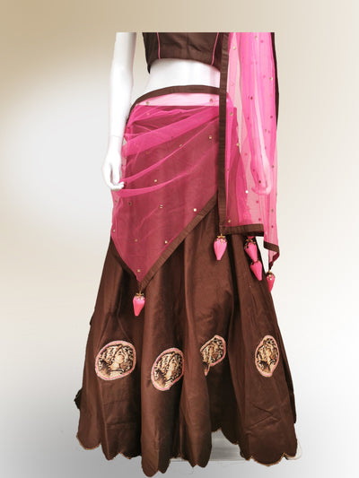 Lehenga in Mocha Brown - Indian Clothing in Denver, CO, Aurora, CO, Boulder, CO, Fort Collins, CO, Colorado Springs, CO, Parker, CO, Highlands Ranch, CO, Cherry Creek, CO, Centennial, CO, and Longmont, CO. Nationwide shipping USA - India Fashion X