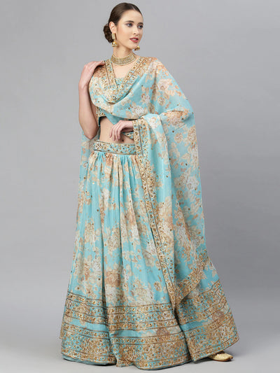 Blue Ariel Lehenga - Indian Clothing in Denver, CO, Aurora, CO, Boulder, CO, Fort Collins, CO, Colorado Springs, CO, Parker, CO, Highlands Ranch, CO, Cherry Creek, CO, Centennial, CO, and Longmont, CO. Nationwide shipping USA - India Fashion X