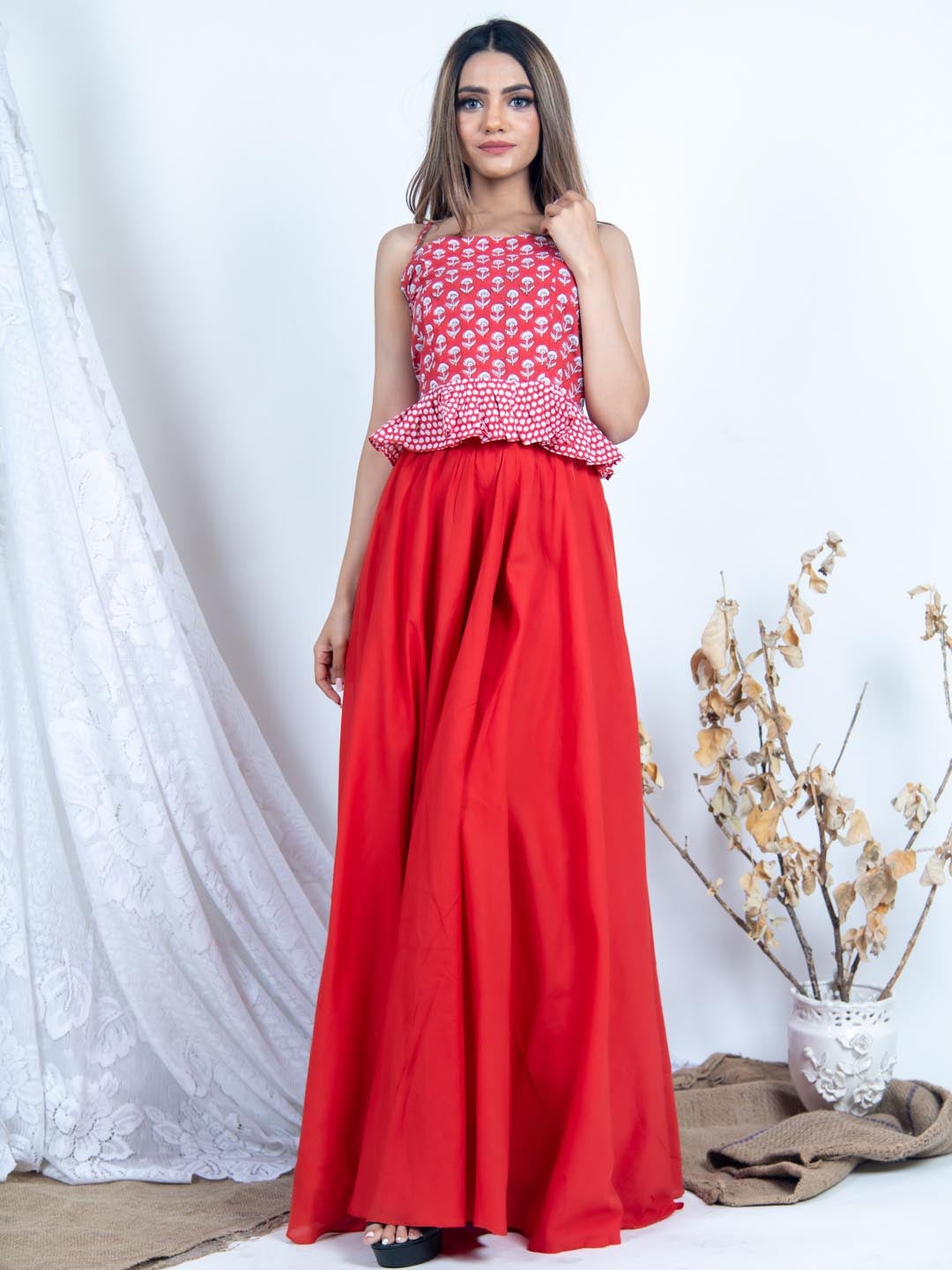 Crop Top Palazzo Set - Indian Clothing in Denver, CO, Aurora, CO, Boulder, CO, Fort Collins, CO, Colorado Springs, CO, Parker, CO, Highlands Ranch, CO, Cherry Creek, CO, Centennial, CO, and Longmont, CO. Nationwide shipping USA - India Fashion X