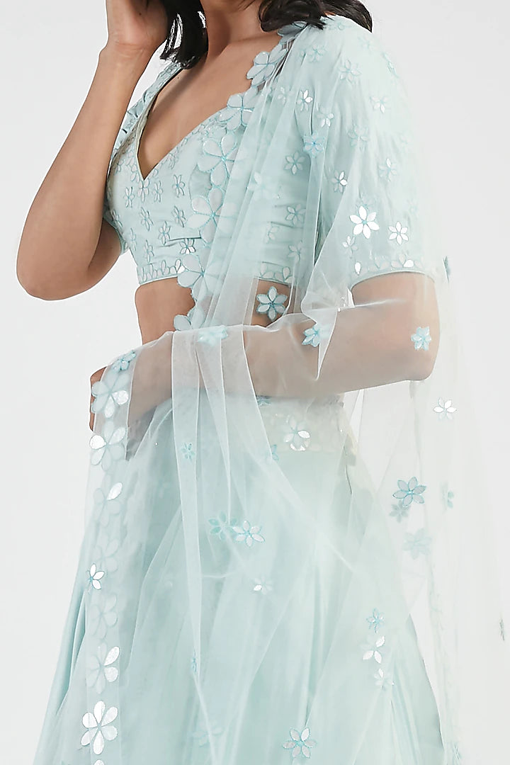 Powder Blue Lehenga Set - Indian Clothing in Denver, CO, Aurora, CO, Boulder, CO, Fort Collins, CO, Colorado Springs, CO, Parker, CO, Highlands Ranch, CO, Cherry Creek, CO, Centennial, CO, and Longmont, CO. Nationwide shipping USA - India Fashion X