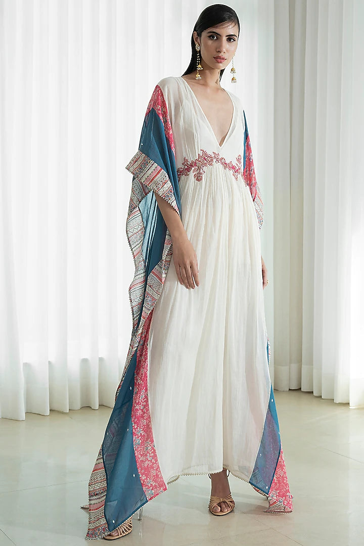 Ivory Printed Kaftan Set - Indian Clothing in Denver, CO, Aurora, CO, Boulder, CO, Fort Collins, CO, Colorado Springs, CO, Parker, CO, Highlands Ranch, CO, Cherry Creek, CO, Centennial, CO, and Longmont, CO. Nationwide shipping USA - India Fashion X