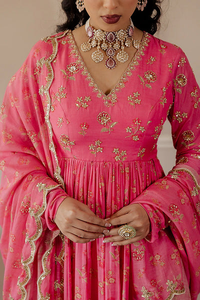 Fuchsia Printed Anarkali Set - Indian Clothing in Denver, CO, Aurora, CO, Boulder, CO, Fort Collins, CO, Colorado Springs, CO, Parker, CO, Highlands Ranch, CO, Cherry Creek, CO, Centennial, CO, and Longmont, CO. Nationwide shipping USA - India Fashion X