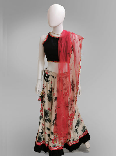 Oriental Floral Lehenga - Indian Clothing in Denver, CO, Aurora, CO, Boulder, CO, Fort Collins, CO, Colorado Springs, CO, Parker, CO, Highlands Ranch, CO, Cherry Creek, CO, Centennial, CO, and Longmont, CO. Nationwide shipping USA - India Fashion X