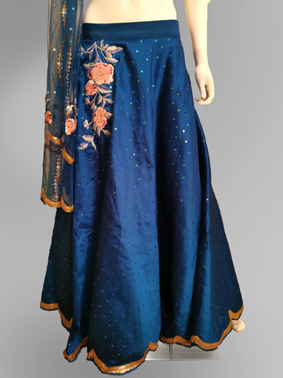 Deep Blue Sea Lehenga - Indian Clothing in Denver, CO, Aurora, CO, Boulder, CO, Fort Collins, CO, Colorado Springs, CO, Parker, CO, Highlands Ranch, CO, Cherry Creek, CO, Centennial, CO, and Longmont, CO. Nationwide shipping USA - India Fashion X