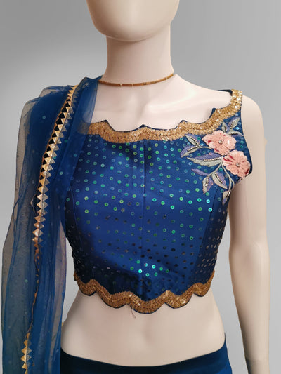 Deep Blue Sea Lehenga - Indian Clothing in Denver, CO, Aurora, CO, Boulder, CO, Fort Collins, CO, Colorado Springs, CO, Parker, CO, Highlands Ranch, CO, Cherry Creek, CO, Centennial, CO, and Longmont, CO. Nationwide shipping USA - India Fashion X