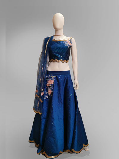 Deep Blue Sea Lehenga - Indian Clothing in Denver, CO, Aurora, CO, Boulder, CO, Fort Collins, CO, Colorado Springs, CO, Parker, CO, Highlands Ranch, CO, Cherry Creek, CO, Centennial, CO, and Longmont, CO. Nationwide shipping USA - India Fashion X