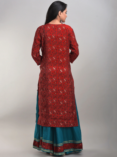 Ethnic Printed Kurta Palazzo - Indian Clothing in Denver, CO, Aurora, CO, Boulder, CO, Fort Collins, CO, Colorado Springs, CO, Parker, CO, Highlands Ranch, CO, Cherry Creek, CO, Centennial, CO, and Longmont, CO. Nationwide shipping USA - India Fashion X